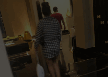 man and woman walking